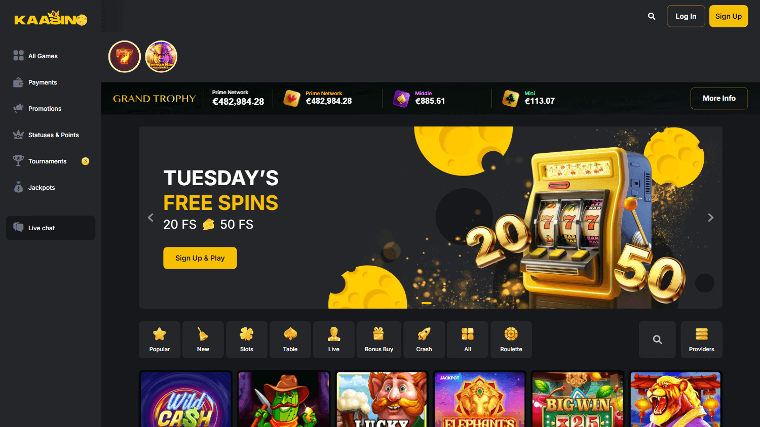 Kaasino homepage